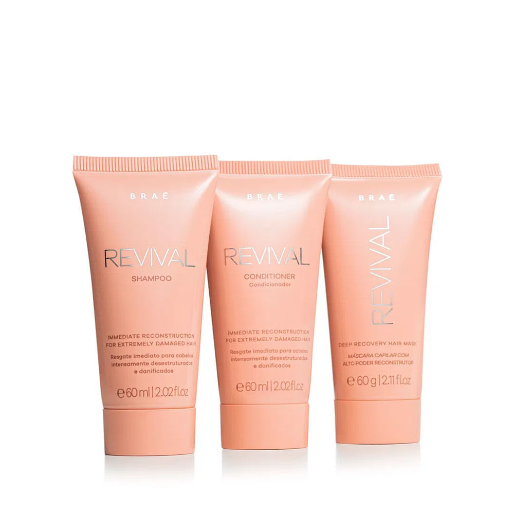 Kit Braé Shampoo Conditioner Mask Revival Reconstruction Extremely