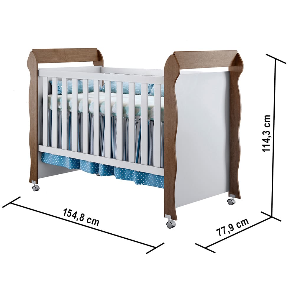 Encontraproduto.com.br - Quarto de Bebê Cômoda 4 Gavetas com Porta Ariel Berço Americano Mirelle Amadeirado Carolina Baby