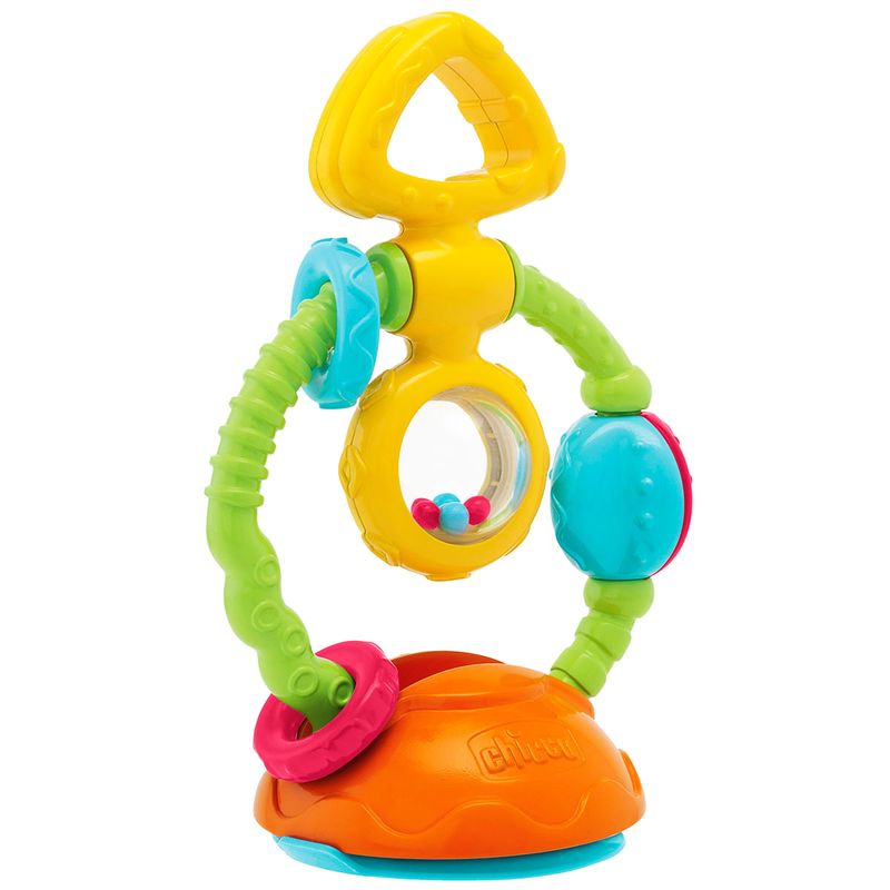 O Touch & Spin é um brinquedo para cadeira de alimentação com