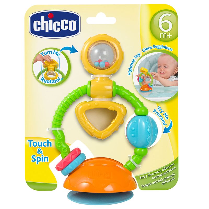O Touch & Spin é um brinquedo para cadeira de alimentação com