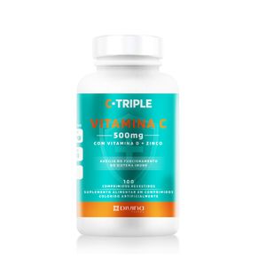 C-Triple Vitamina C + Zinco + Vitamina D 500mg + 5mg + 200UI 100 Comprimidos Revestidos