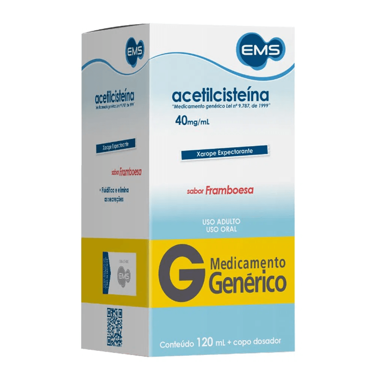 Acetilcisteína Xarope Expectorante Adulto Framboesa 40mg/ml 120ml Genérico  EMS em Oferta - Farmadelivery