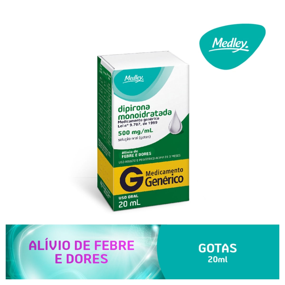 Dipirona Monoidratada Gotas 500mg/ml 20ml Medley Genérico - D'Or Mais Saúde