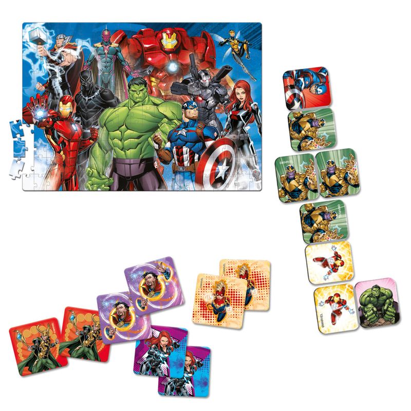 Conjunto De Jogos - Quebra - Cabeça, Jogo da Memória e Dominó - Disney -  Marvel - Avengers - Toyster