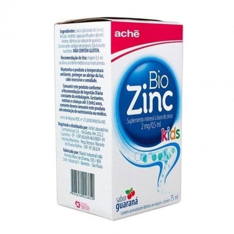 Biozinc Kids Solução Oral Sabor Guaraná 2Mg/Ml 75Ml - D'Or Mais Saúde