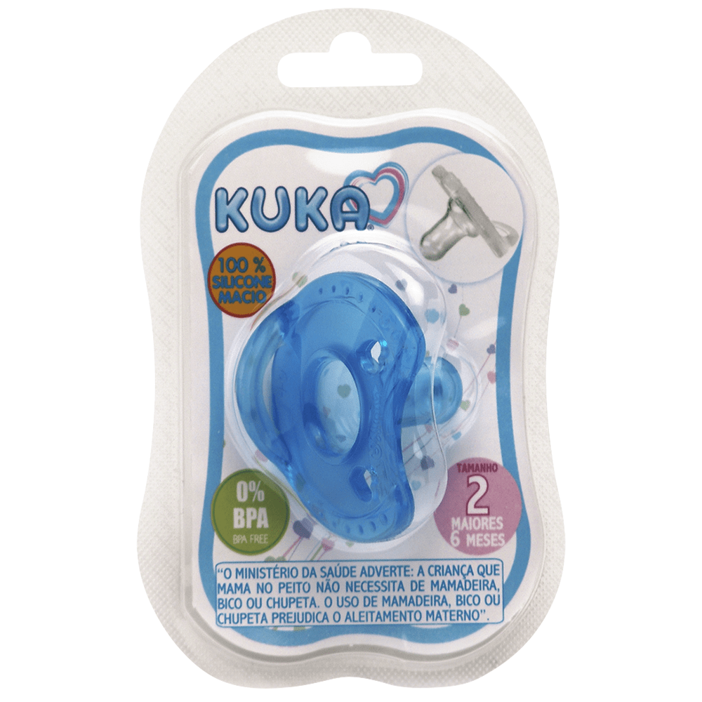 Chupeta Soft Silicone Azul (6+m) Tam 2 - Kuka - Alves Baby