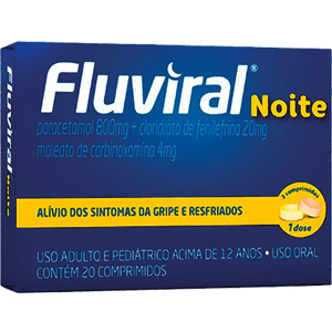 Fluviral noite 400mg + 20mg + 4mg 20 comprimidos