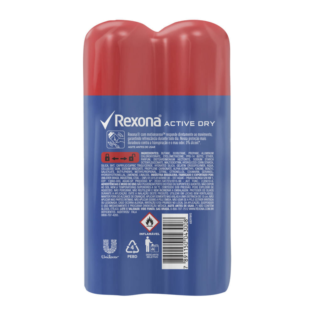 Kit 5 Unidades Desodorante Aerosol Rexona Men Active Dry 150ml