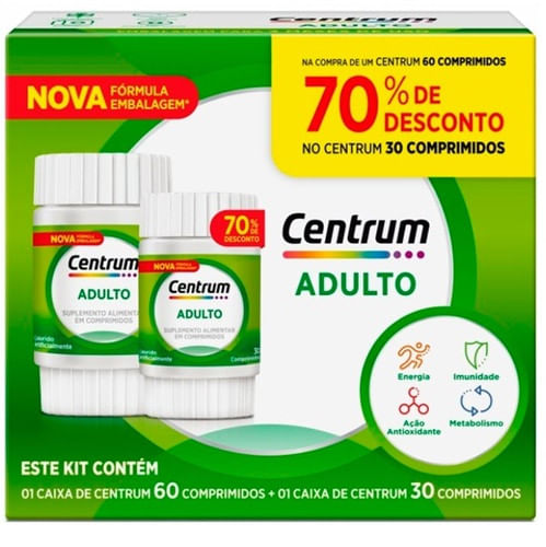 Centrum Adulto Caixa Com 60 Comprimidos + Caixa Com 30 Comprimidos - D ...