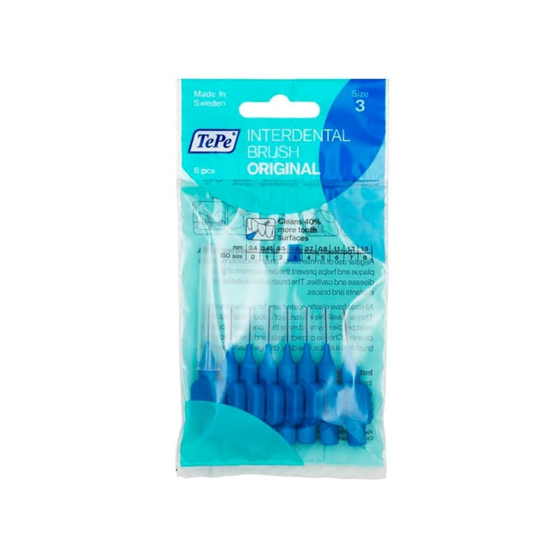 Escova Interdental Brush TePe Original 0,6mm Azul 8 Unidades
