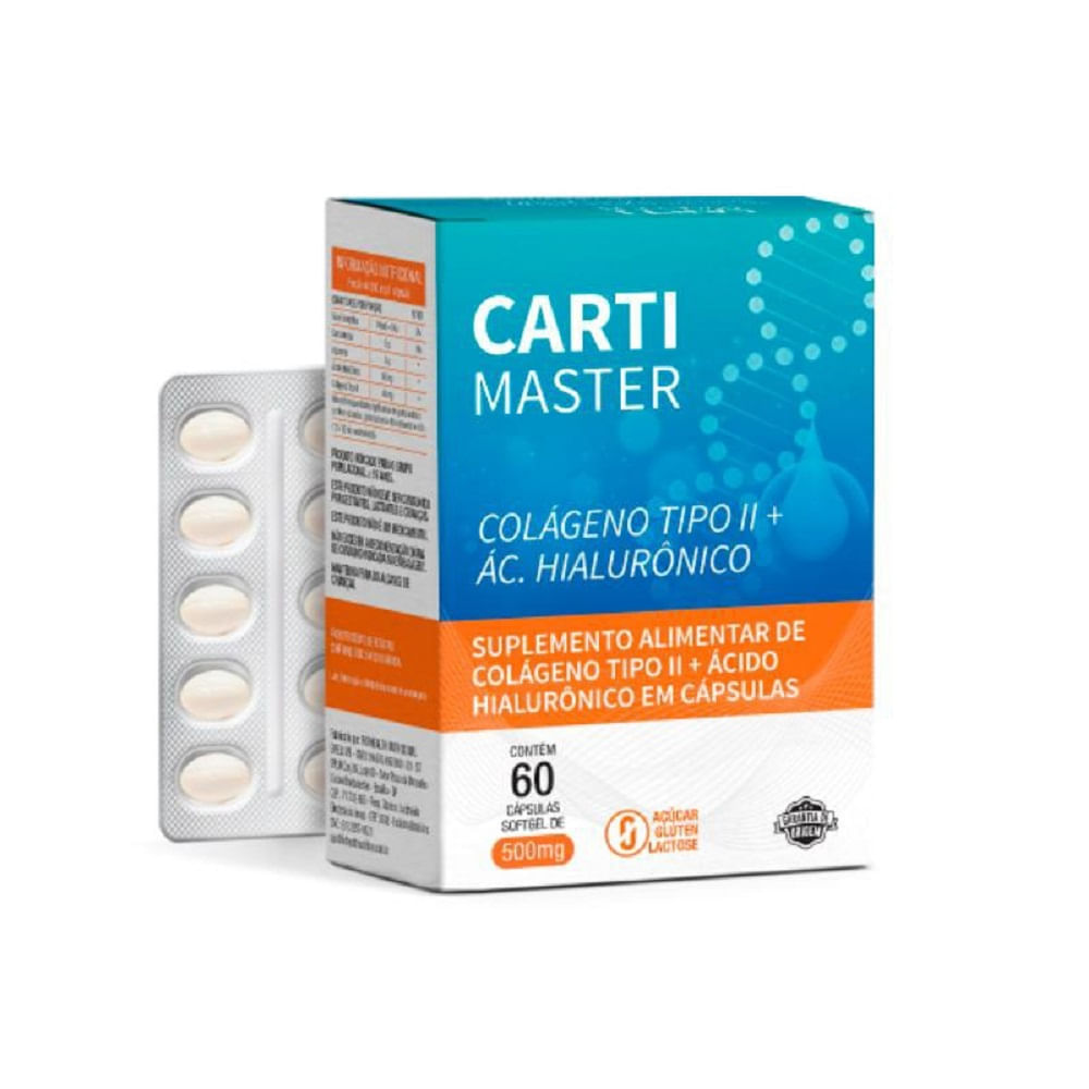Carti Master Colágeno TipoII + Ácido Hialurônico 60 Cápsulas