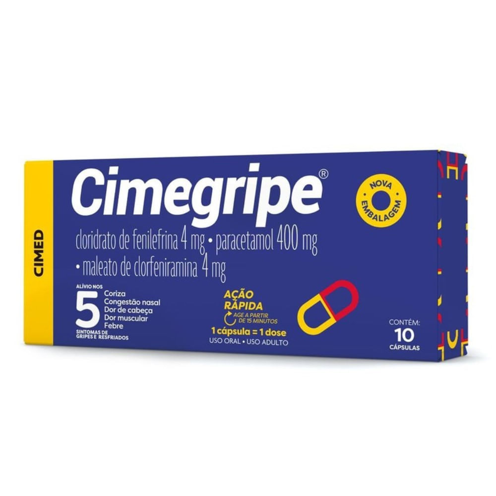 Cimegripe 4MG + 400MG + 4MG Cápsula gelatinosa dura - Caixa com 10 Cápsulas
