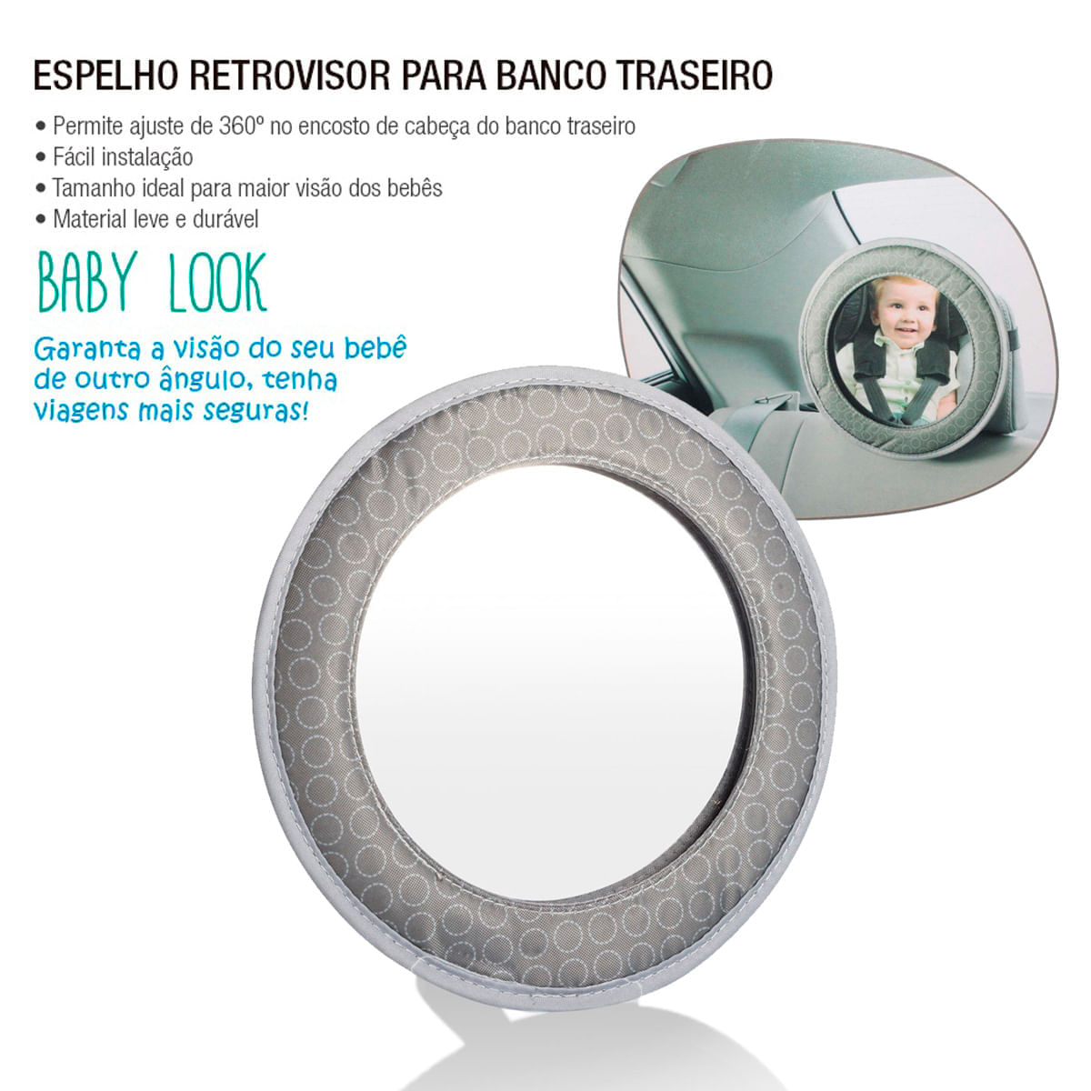 Espelho Retrovisor para Banco Traseiro Baby Look - Multikids Baby - D'Or  Mais Saúde