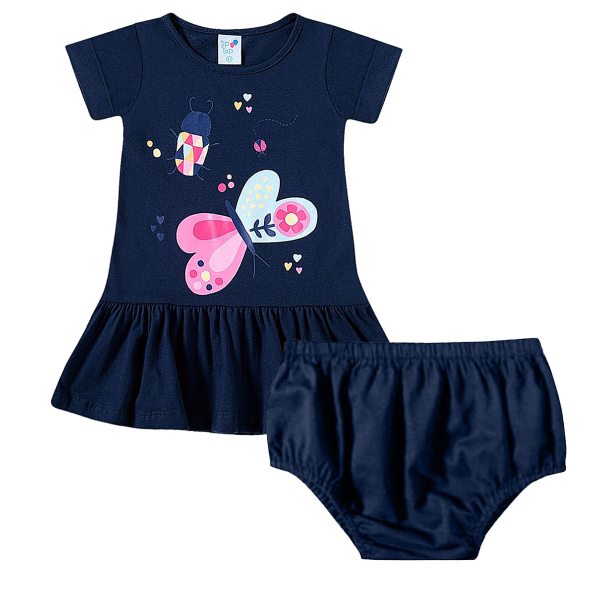 Vestido com Calcinha para bebê em meia malha Sorvete - Tip Top