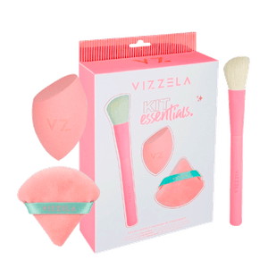 Kit Vizzela Essentials - Kit com Pincel e Esponjas de Maquiagem