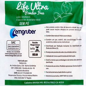 Luva Cirúrgica Life Ultra Powder Free Estéril sem Pó 7.5 - par