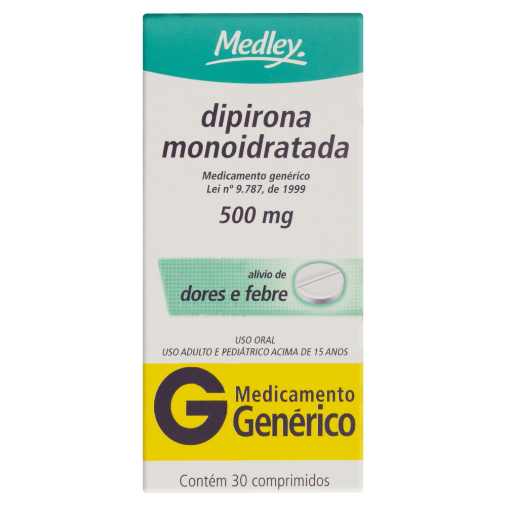 Dipirona Monoidratada 500mg, Medley 30 Comprimidos - D'Or Mais Saúde