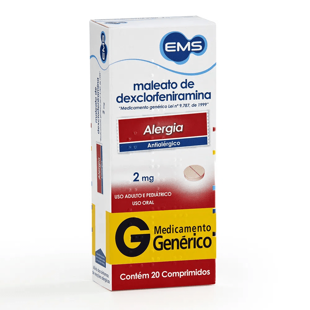 Maleato de Dexclorfeniramina 2mg EMS 20 comprimidos - D'Or Mais Saúde