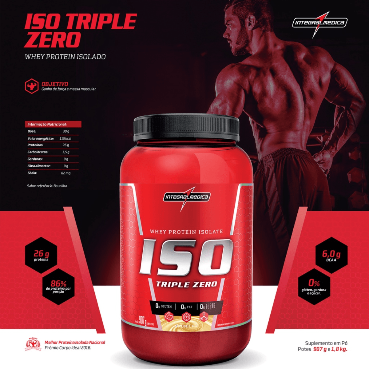 Whey Protein Isolado Triple Zero 907g Baunilha Integral Medica D Or Mais Saúde