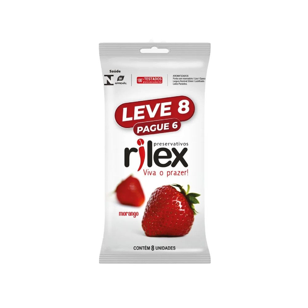 Preservativo Rilex Morango Leve 8 Pague 6 Unidades