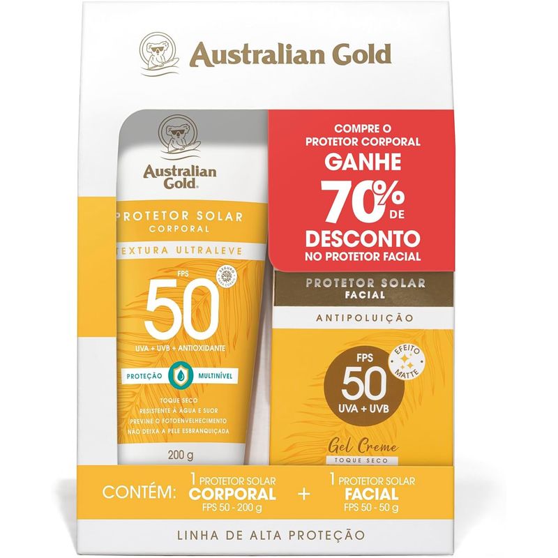 Kit Australian Gold Alta Proteção Fps50 Protetor Solar Corporal