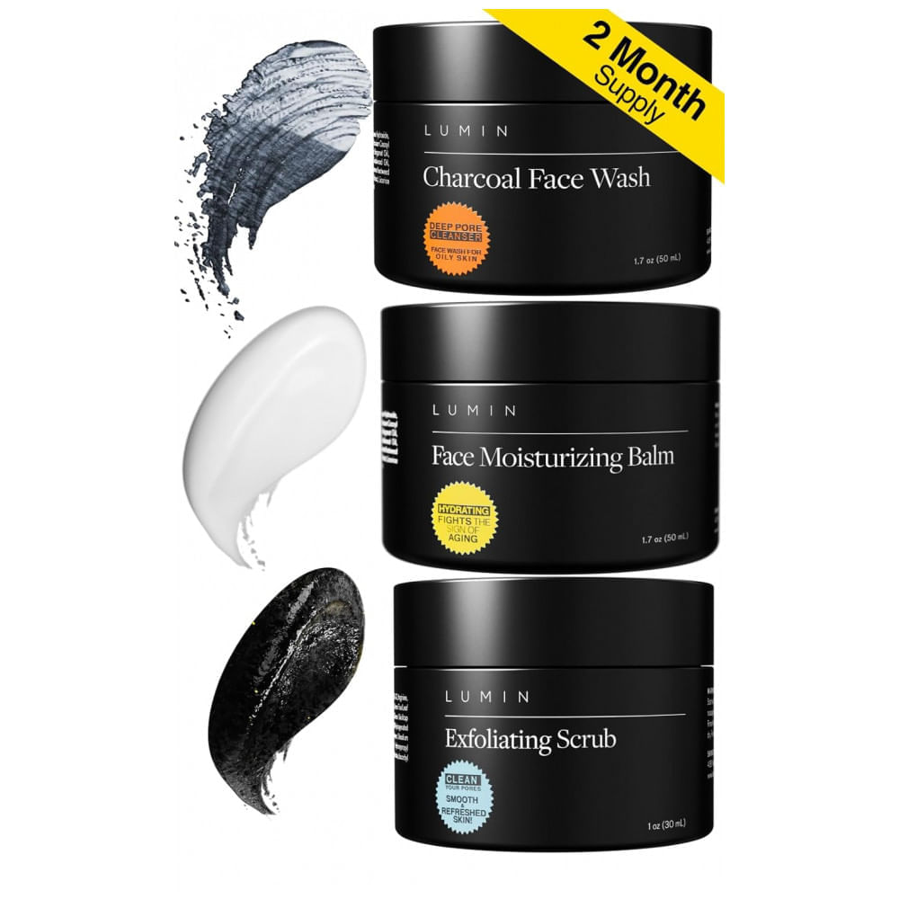 Kit Skincare de Cuidados com a Pele Anti Idade para Homens com 3 Produtos, LUMIN, Preto