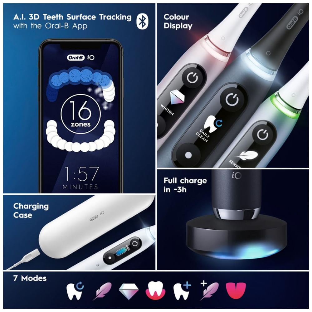 Series 9 Escova de Dentes Elétrica com 4 Cabeças de Reposição, ORAL B iO M9.4A1.1A, Rosa