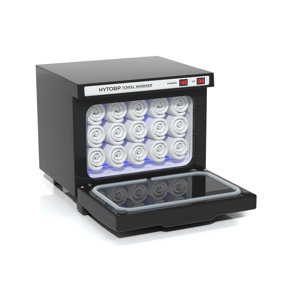 Aquecedor de Toalhas Profissional 2 em 1 Capacidade 8,5 L para Spa, Salões e Hotéis, 110V, HYTOBP, Preto
