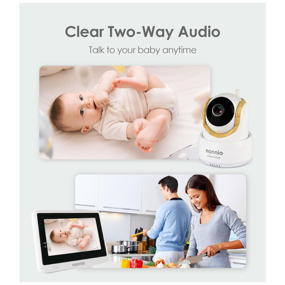 Encontraproduto.com.br - Babá Eletrônica com Câmera, Monitor, Tela Touch, WiFi Inteligente Visão Noturna em HD, Nannio Connect Smart.
