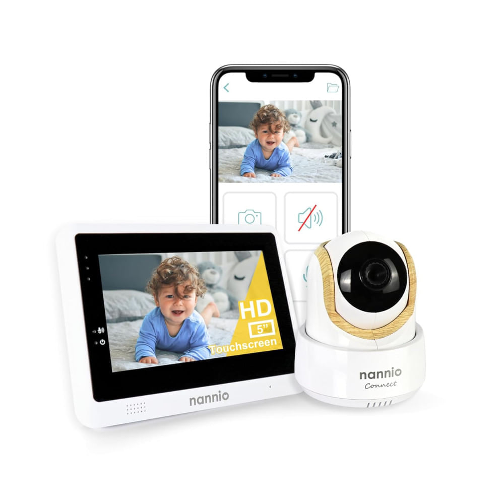 Encontraproduto.com.br - Babá Eletrônica com Câmera, Monitor, Tela Touch, WiFi Inteligente Visão Noturna em HD, Nannio Connect Smart.