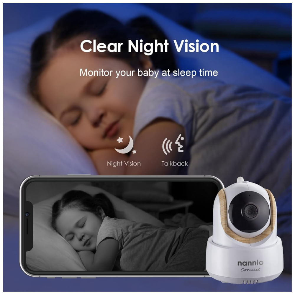 Encontraproduto.com.br - Babá Eletrônica com Câmera, Monitor, Tela Touch, WiFi Inteligente Visão Noturna em HD, Nannio Connect Smart.