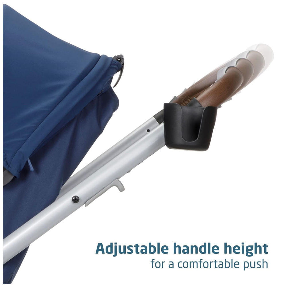 Carrinho de Bebê Travel System 5 em 1 Modular com Porta-Copos, Barra de Proteção e Capa de Chuva, Maxi Cosi Zelia Luxe, Azul Escuro