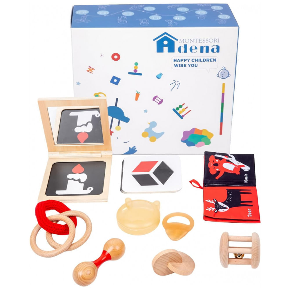 Encontraproduto.com.br - Briquedo Montessori Interativo para o Desenvolvimento do Cérebro para Bebês de 0 a 6 Meses, Adena Montessori