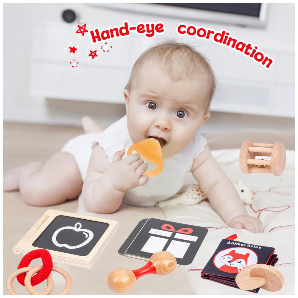 Encontraproduto.com.br - Briquedo Montessori Interativo para o Desenvolvimento do Cérebro para Bebês de 0 a 6 Meses, Adena Montessori