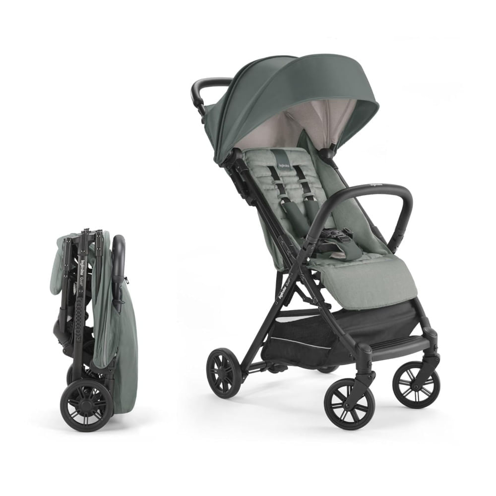 Carrinho de Bebê Compacto com Assento Acolchoado, Reclinação em Várias Posições e Apoio para as Pernas Ajustável, Inglesina Quid, Verde