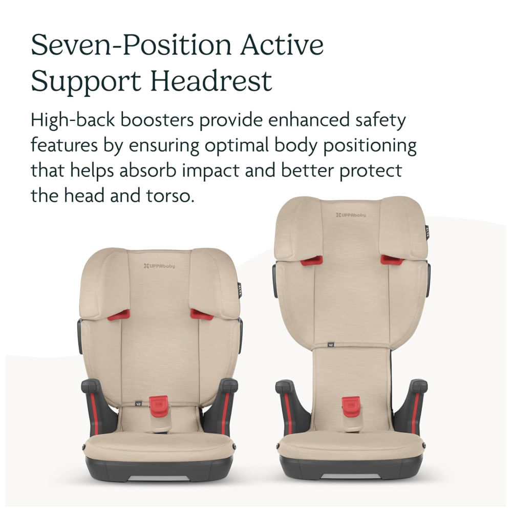 Cadeira de Bebe para Carro com Encosto Alto, Apoio de Cabeça, Porta-Copos e 7 Posições, UPPAbaby, Bege