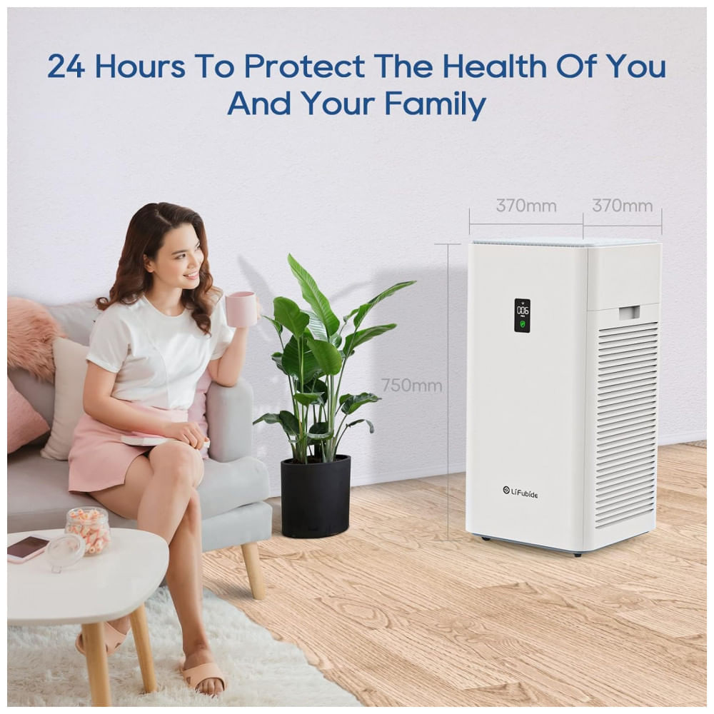 Encontraproduto.com.br - Purificador de Ar com Filtro True HEPA H13, Área até 420 m2 e Controle por APP, Lifubide Y1000, Branco