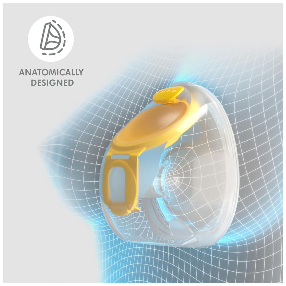 Encontraproduto.com.br - Bomba Tira Leite Elétrica com Bojos Vestíveis e Protetores de Seios PersonalFit Flex, 2 Unidades, 110V, Medela, Branco e Amarelo