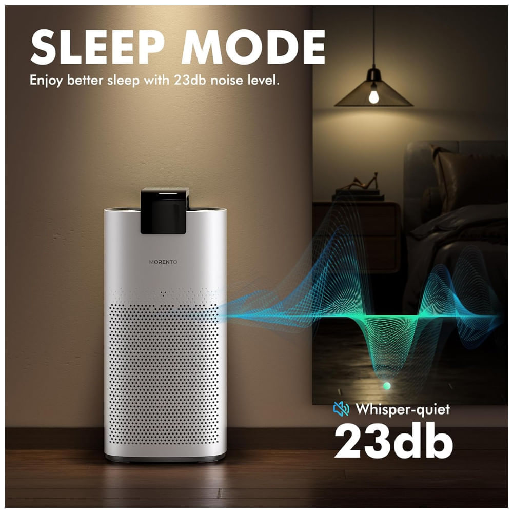 Encontraproduto.com.br - Purificador de Ar Portátil , para Ambientes até 190m² com Filtro HEPA, Sensor de Qualidade, Modo de Espera e Controle por APP via WiFi, 110V, MORENTO
