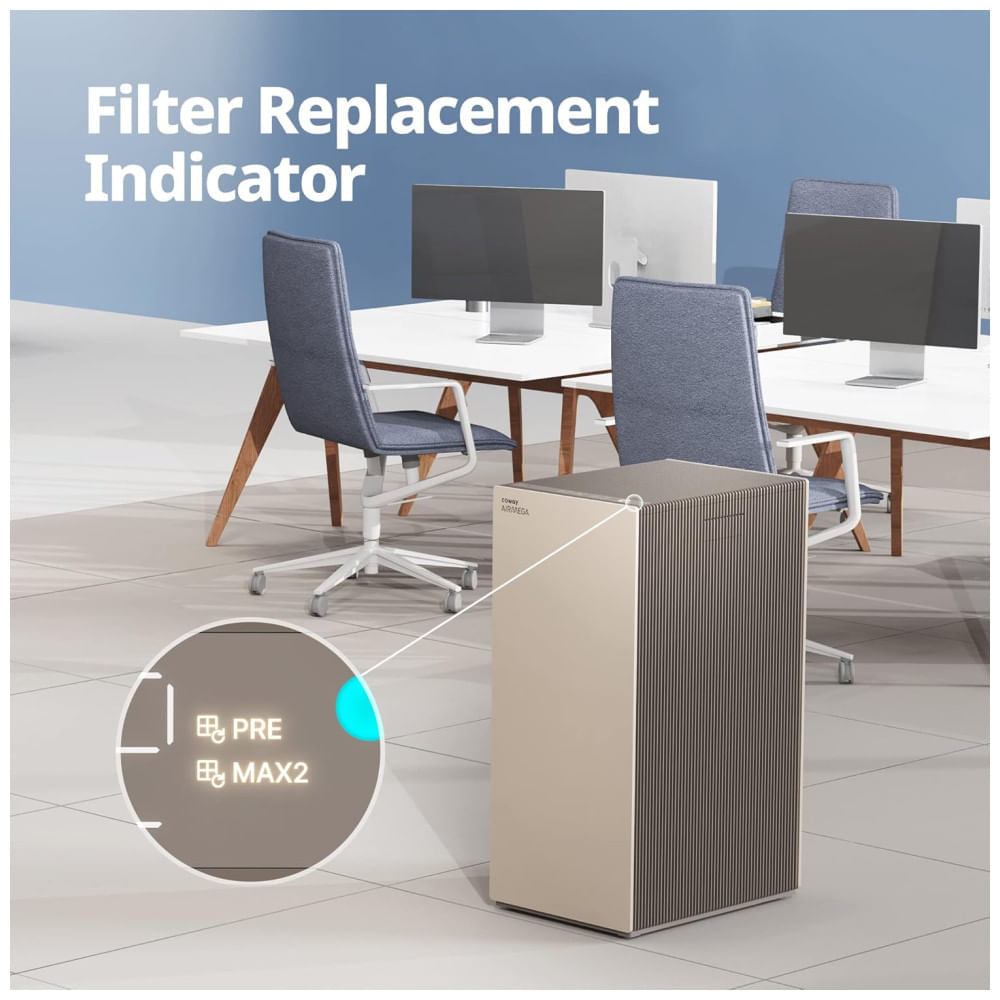 Purificador de Ar para Ambientes até 395m² com Modo Turbo, Temporizador, Rodas, 2 Kit de Pré-Filtros Laváveis ​​XL e Filtros HEPA, 110V 65W, COWAY