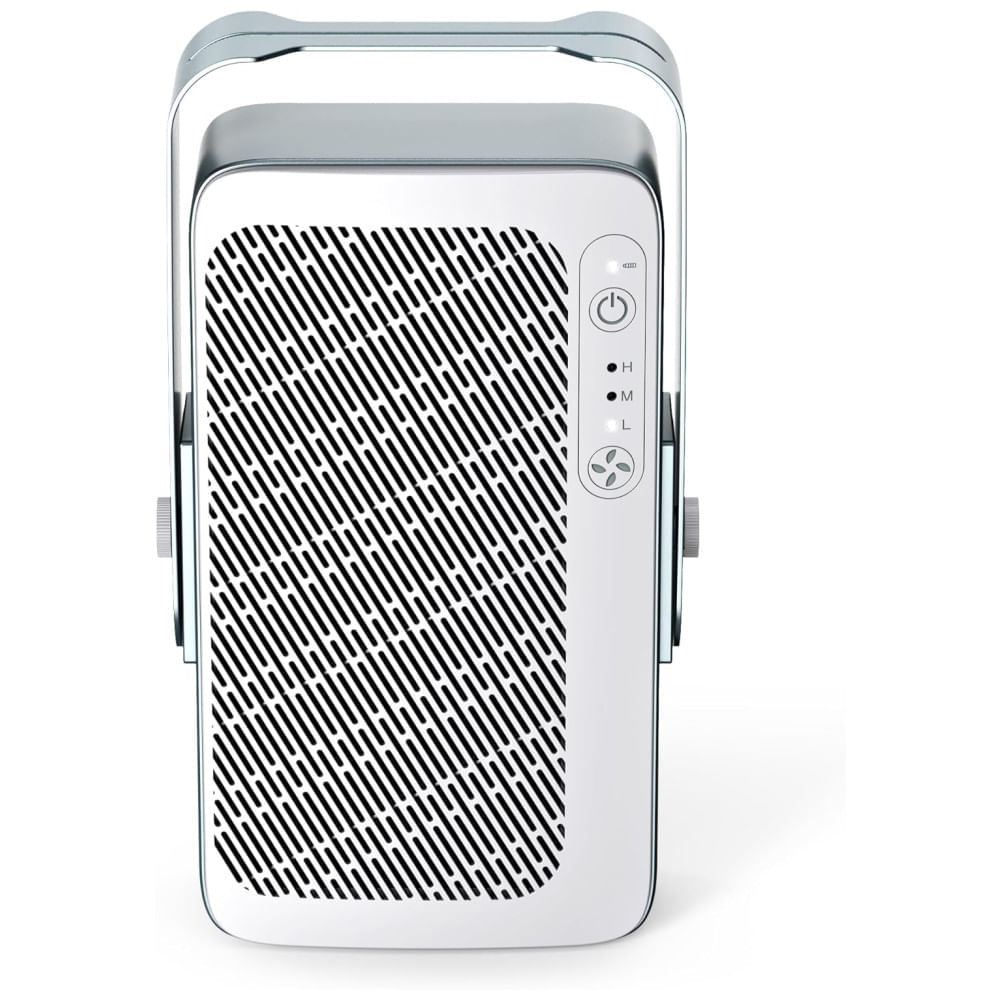 Purificador de Ar com 3 Velocidades, Tecnologia de Fluxo Laminar, Suporte de Alumínio e Autonomia da Bateria até 24H, 110V, AirFanta, Branco