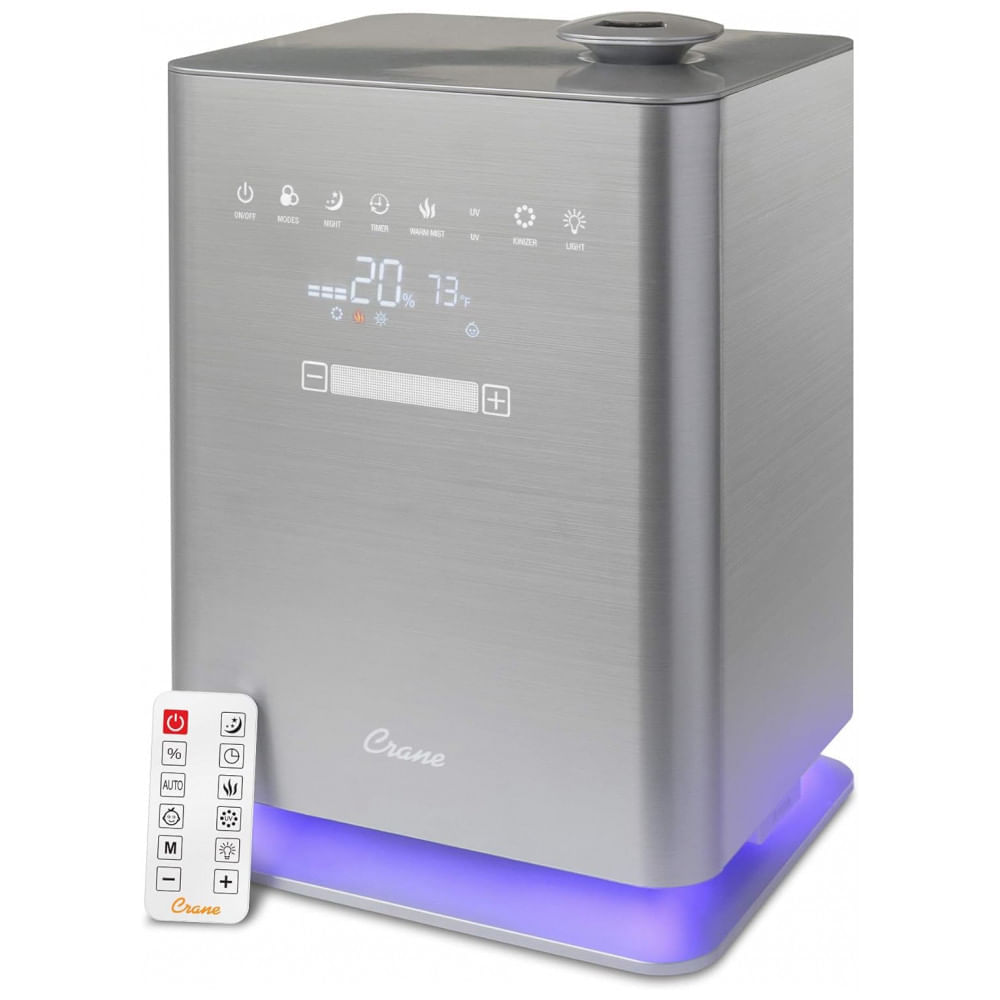 Umidificador de Preenchimento Superior 4,5L com Controle Remoto e Painel Digital, Crane Warm Cool Mist, Cinza