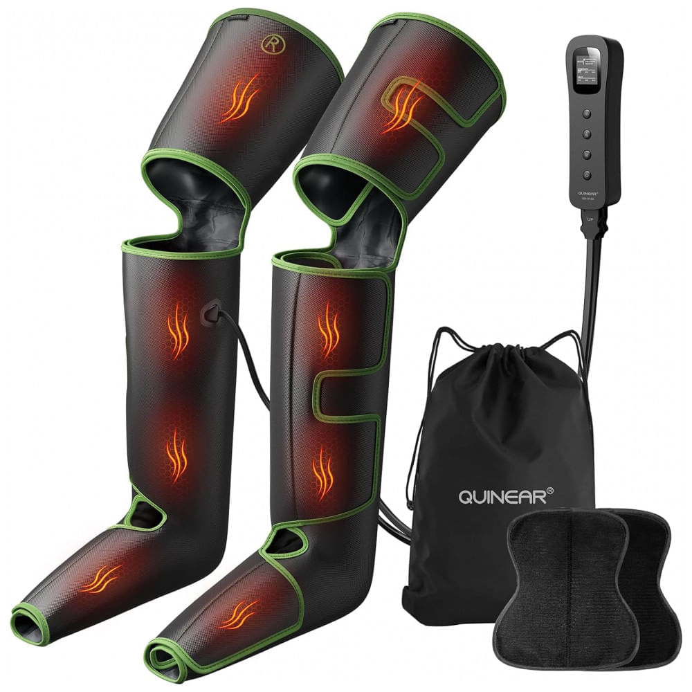 Massageador Elétrico de Compressão para Coxas, Pernas e Pés com 3 Modos e 3 Intensidades, Bivolt, QUINEAR QN 072A, Preto