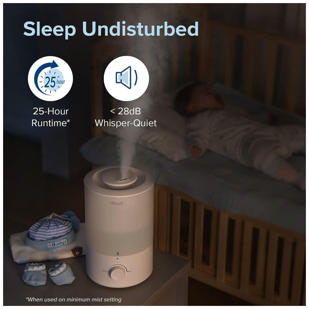 Umidificador Ultrassônico Portátil 3L até 25H, Área até 26 m2, 110v, LEVOIT Dual 150, Branco