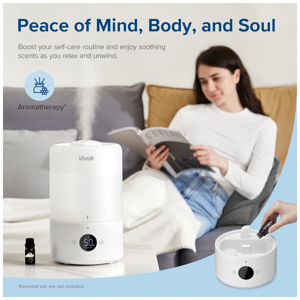 Umidificador Ultrassônico Portátil 3L até 25H, Área até 26 m2, 110v, LEVOIT Dual 200S, Branco