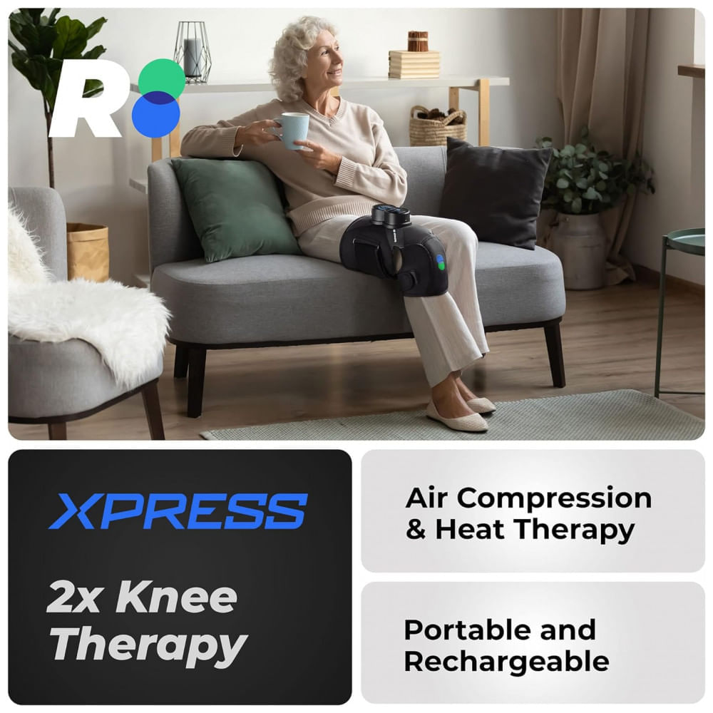 Massageador Elétrico de Compressão para Joelhos 3 Modos e 3 Intensidades, Bivolt, REATHLETE, Preto