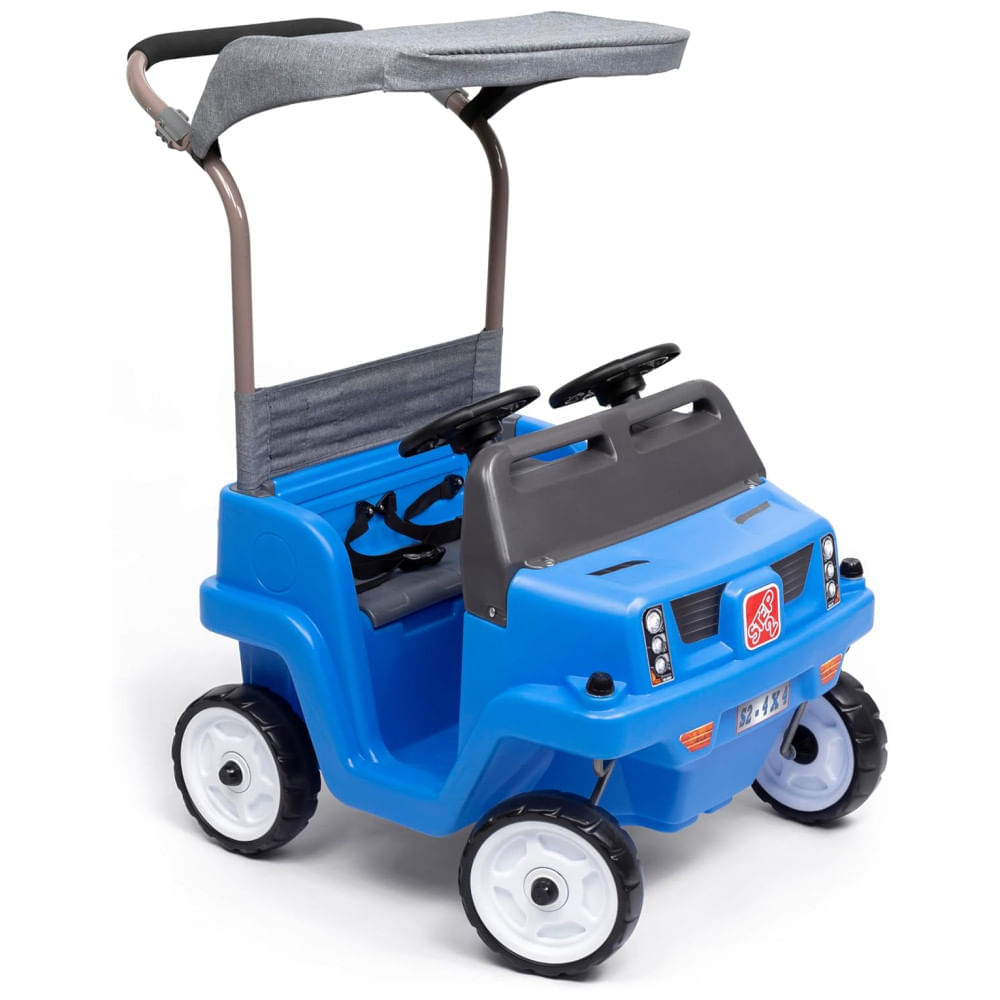 Carro de Empurrar Infantil Side-by-Side Push Around SUV, 2 Assentos, com Cintos de Segurança e Buzinas, Suporta Até 45,3 kg, Para Crianças de 1,5 a 5