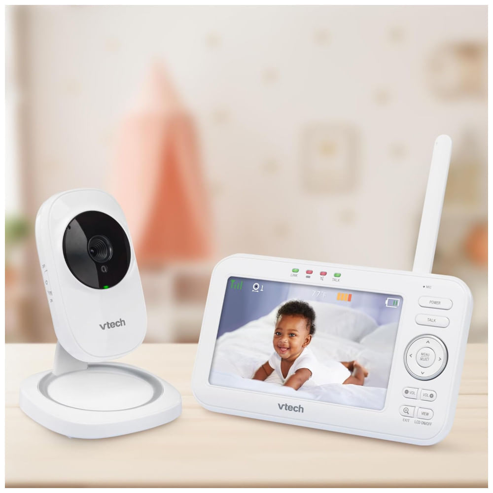 Babá Eletrônica com monitor, com Vídeo Digital, Visão Noturna Automática e Cores Vivas,VM5251 VTETCH,Branco