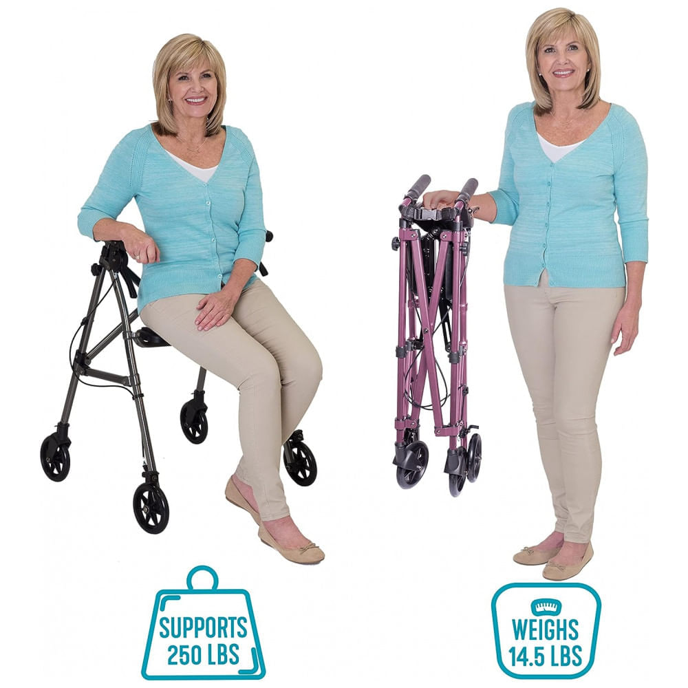 Andador Adulto Idoso com Assento, Suporta até 136 quilos, ABLE LIFE COMFORTABLY INDEPENDENT 4250 BW, Preto