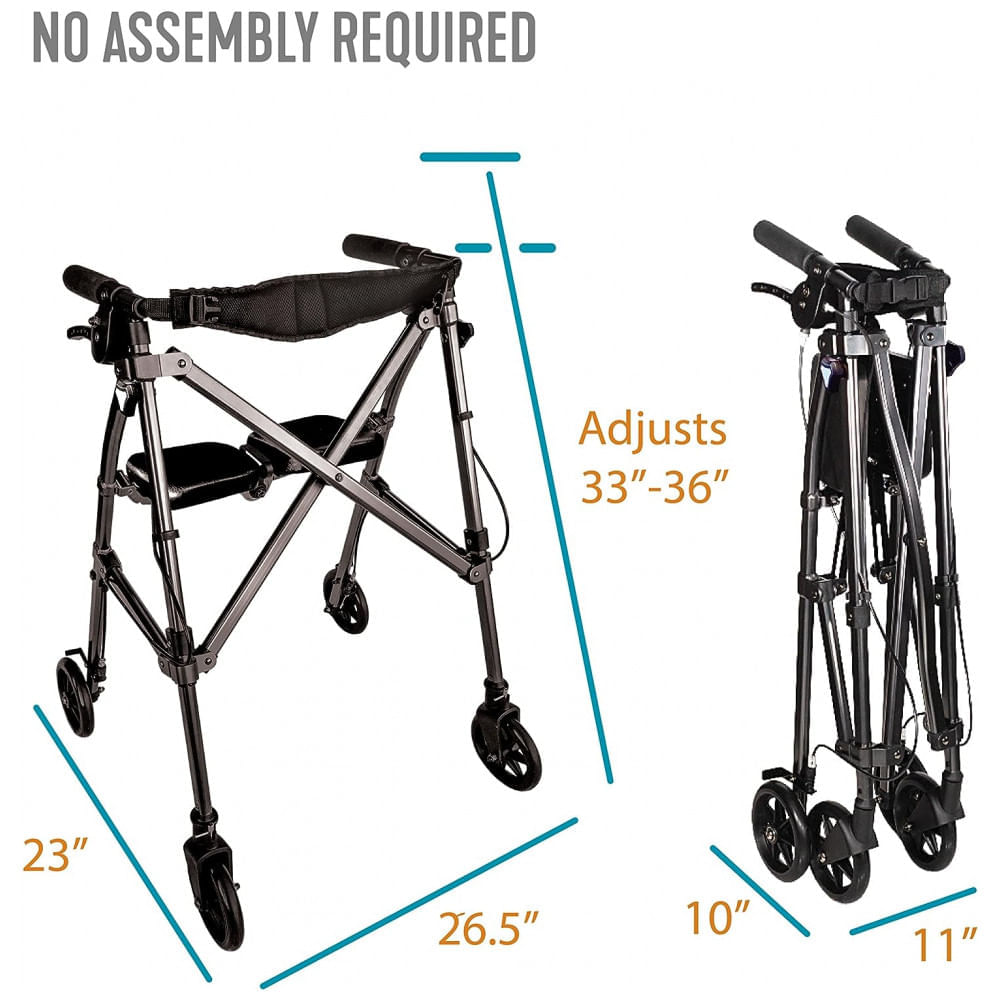 Encontraproduto.com.br - Andador Adulto Idoso com Assento, Suporta até 136 quilos, ABLE LIFE COMFORTABLY INDEPENDENT 4250 BW, Preto